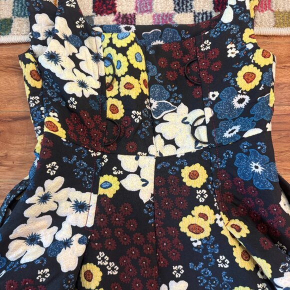 Anthropologie Maeve Marigold Midi Quilted Flowers Dress sz 4 - Picture 5 of 8